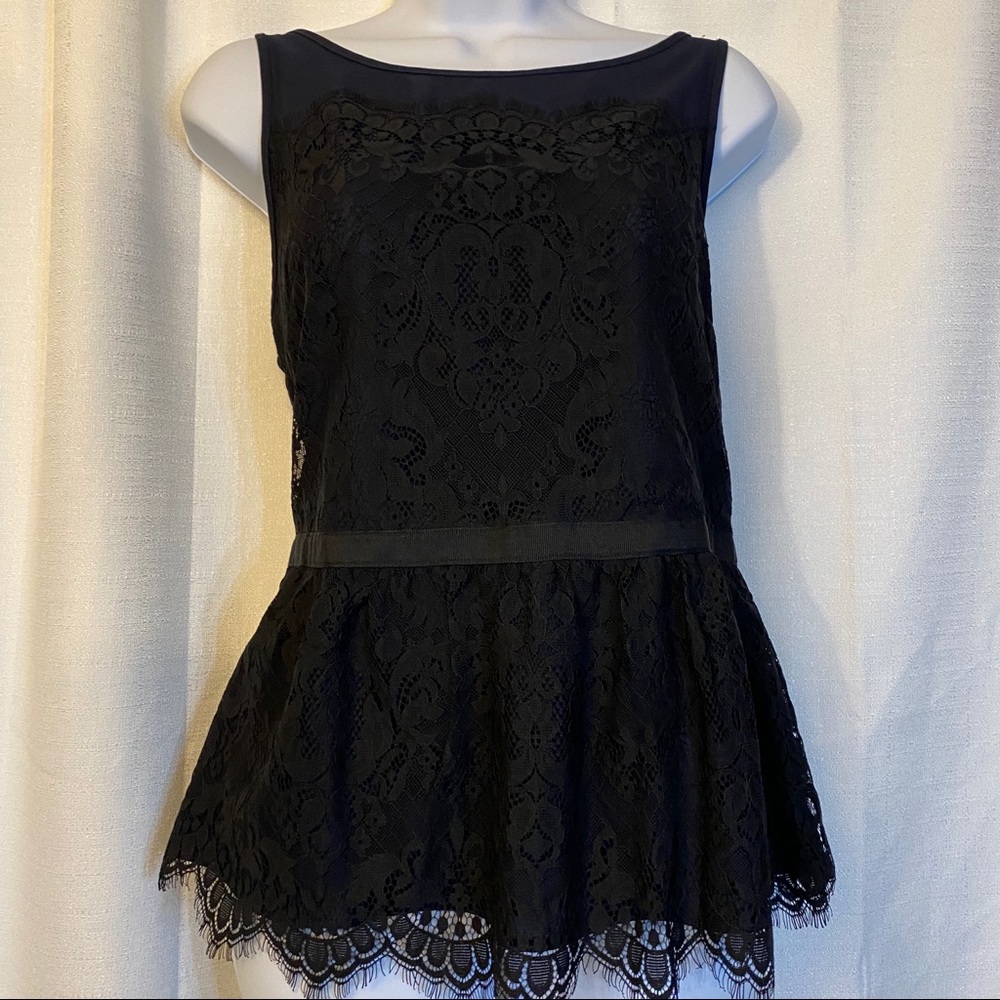 Ann Taylor LOFT Black Lace Blouse